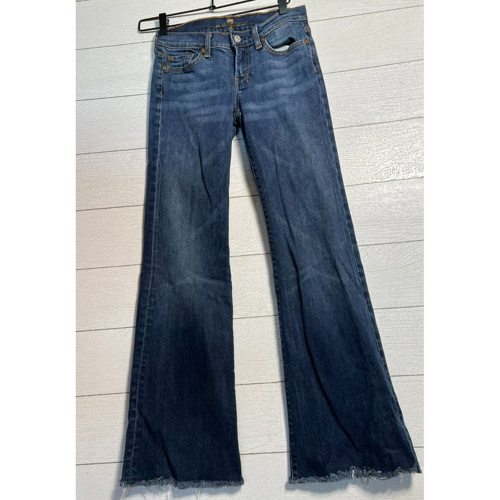 7 For All Mankind Women 26 (24x30) A Pocket Flare Raw Hem Jeans USA Bootcut VTG